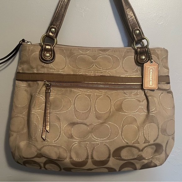 Coach Tan Signature Tote Bag Classic C Monogrammed Fabric - Picture 3 of 17
